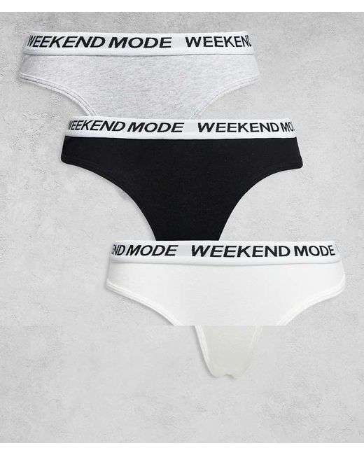 Brave Soul White 3 Pack Babes Club Lingerie Thongs With Elastic Waistband
