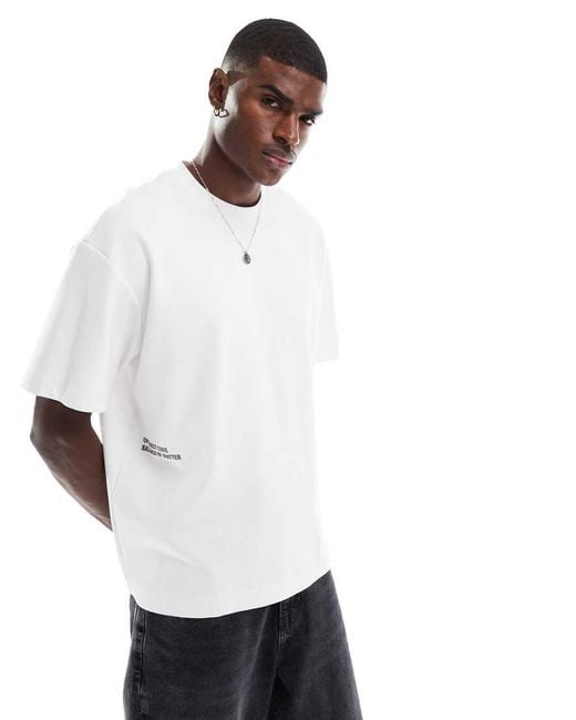 Jack & Jones White Oversized Scuba T-shirt With Project Core Logo for men