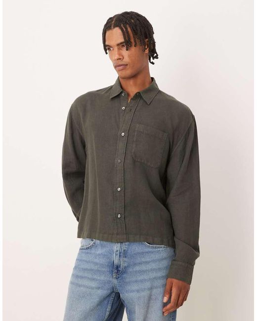 Abercrombie & Fitch Overhemd Van 100% Linnen Met Lange Mouwen in het Gray voor heren
