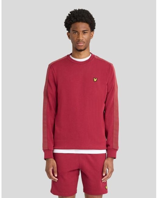Lyle & Scott Red Mid Layers Jacquard Tape Crew Neck for men