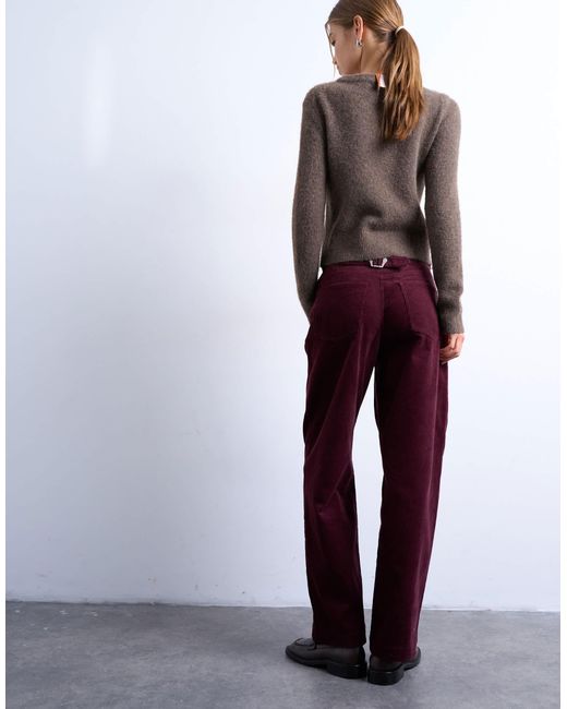 TOPSHOP Purple Cord Slouchy Low Slung Trouser