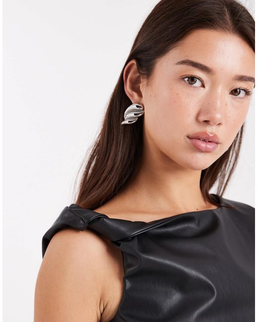 Top à détail torsadé en similicuir Miss Selfridge en coloris Blue