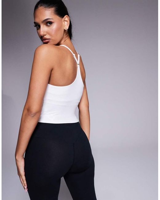4505 White Icon Yoga Cami With Inner Bra And Adjustable Straps