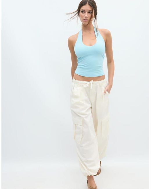 Stradivarius Blue Basic Halter Top