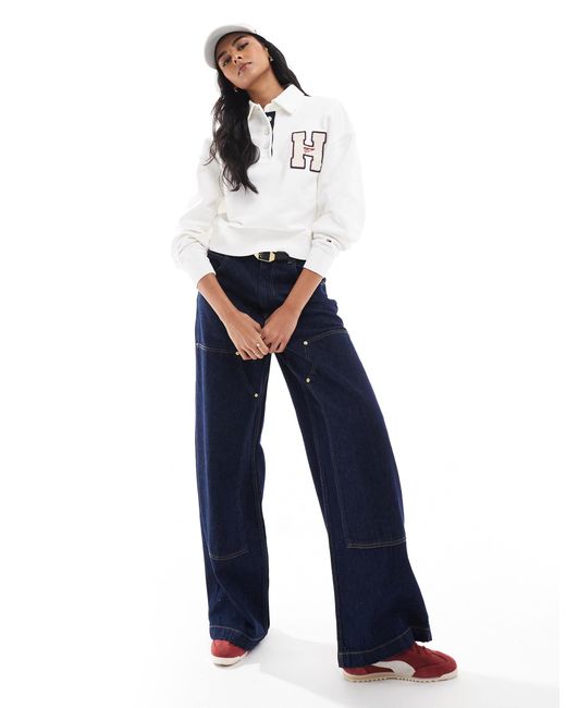 Tommy Hilfiger Blue Button Down Varsity Polo