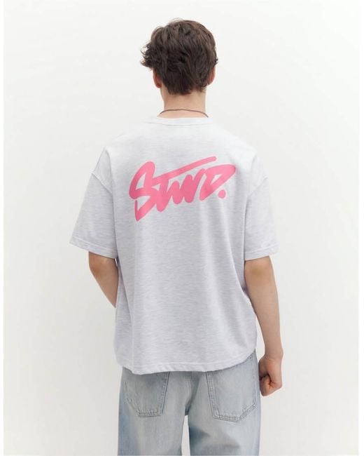 Pull&Bear White Boxy Stwd Logo T-shirt for men
