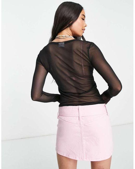 Noisy May Mesh Top in het Black