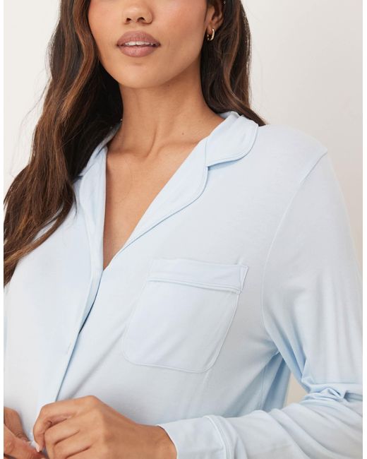 ASOS White Asos Design Maternity Super Soft Long Sleeve Shirt & Pants Pajama Set