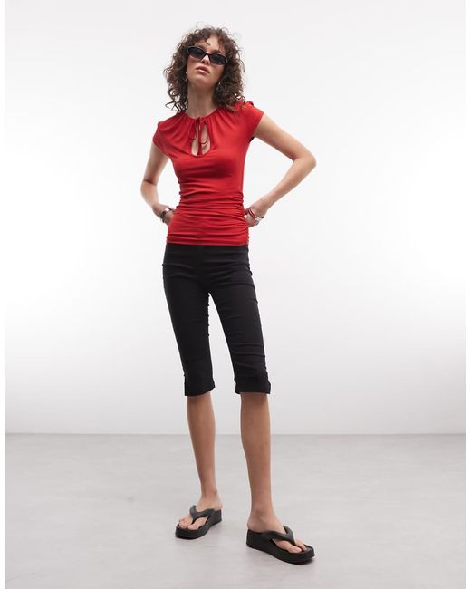 Reclaimed Vintage Red Keyhole Ruched Top
