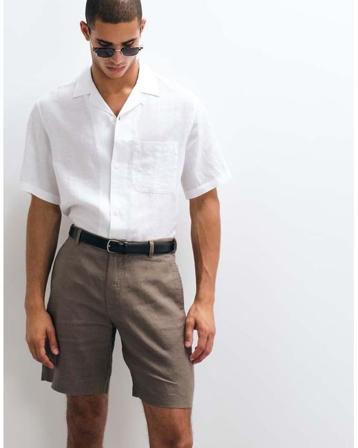 ARKET White Pure Linen Tailored Shorts for men