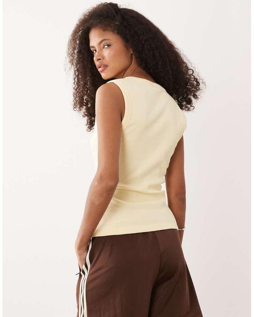 ASOS Brown Ribbed V Neck Vest Top With Exposed Seam Detail