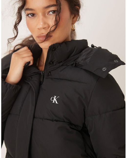 Calvin Klein Black Long Essential Puffer Jacket