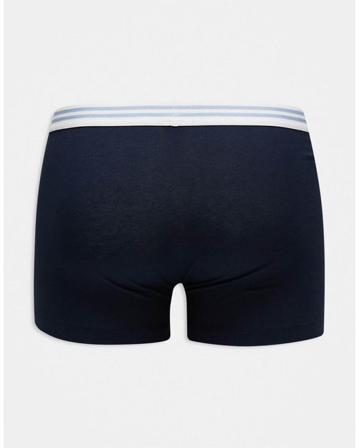 ASOS Blue 3 Pack Trunks With Stripe Waistband for men
