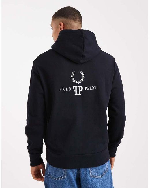Fred Perry Hoodie Met Monogram in het Blue voor heren