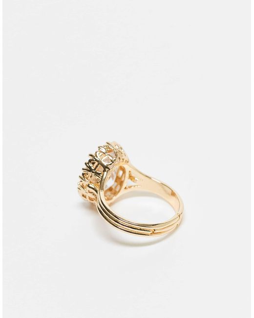 ASOS White Ring With Oval Cubic Zirconia Detail
