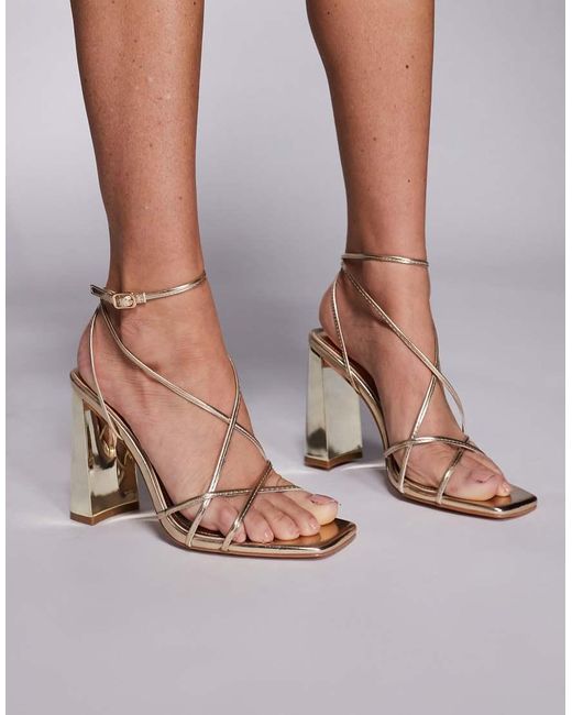 SIMMI Metallic Simmi London Carmela Strappy Block Heeled Sandals