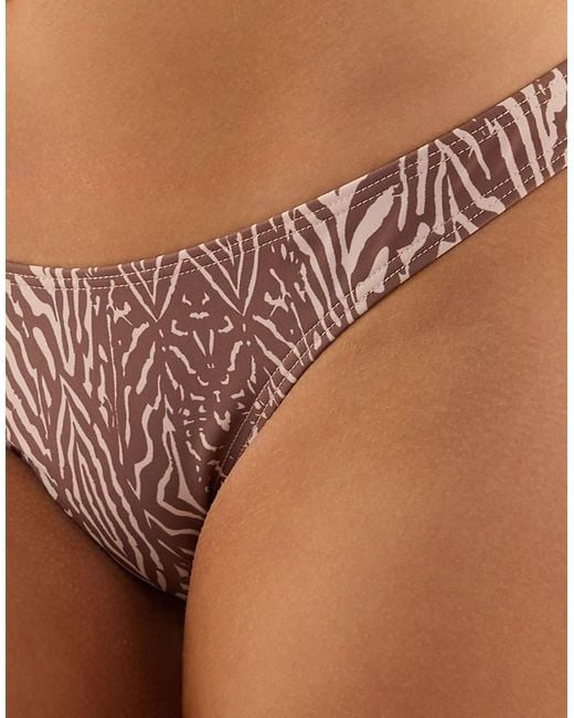 Wolf & Whistle Brown Raquel Tiger Print High Leg Brazilian Bikini Brief
