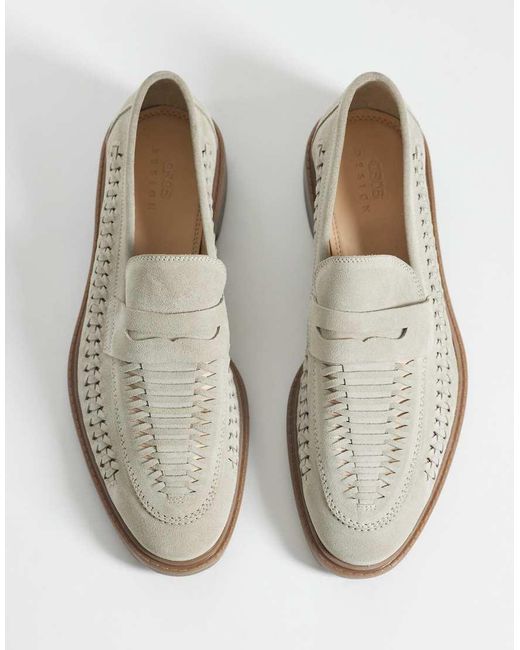 ASOS White Woven Penny Loafer for men