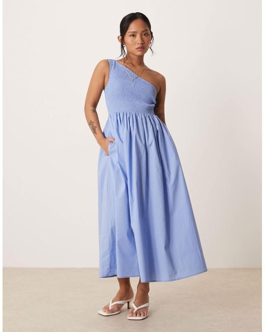 Nobody's Child Petite Blue Georgia One Shoulder Midaxi Dress