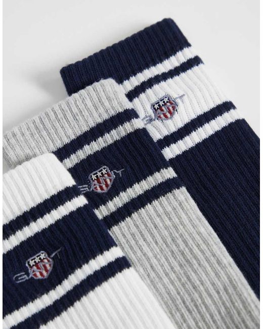 Gant Blue 3 Pack Shield Logo Sport Socks for men