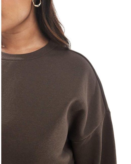 Pieces Plus Brown Pieces Curve Oversized Sweatshirt Co-ord
