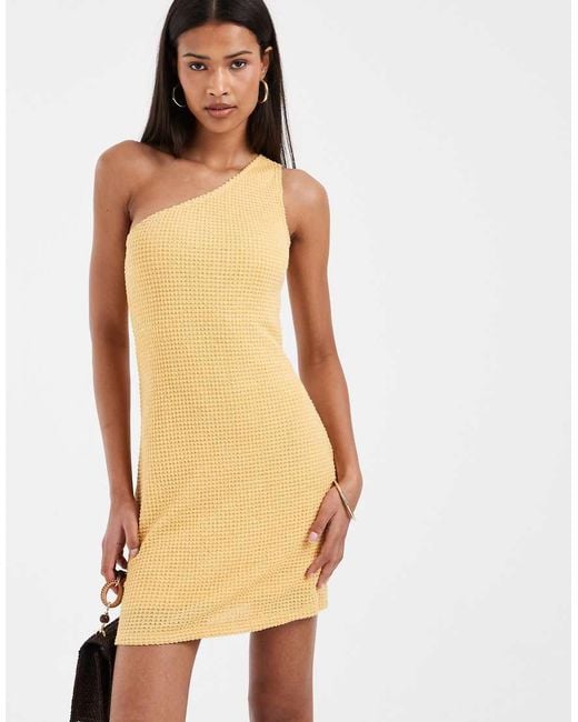 Vero Moda Orange One Shoulder Crochet Mini Dress