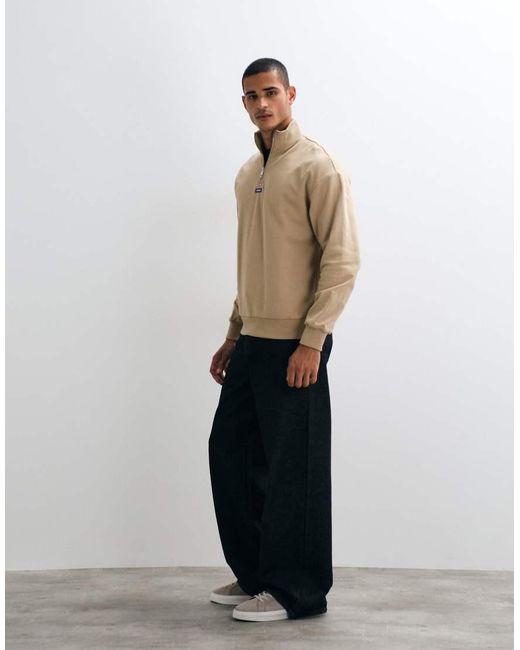 HUGO Natural Neeler Quarter Zip Sweatshirt for men