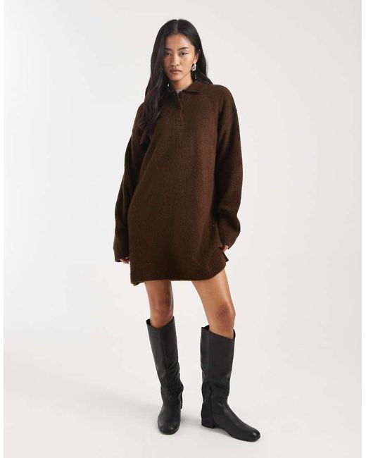 ASOS Gebreide Polojurk in het Brown
