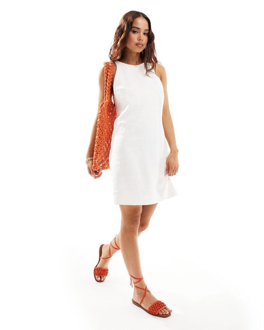 & Other Stories White Sleeveless Linen Mini Dress