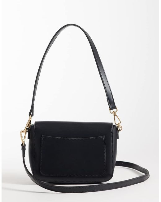 PASQ Black Flap Top Cross Body Bag
