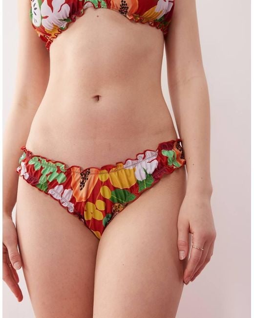 Reclaimed (vintage) Pink Scrunchie Bikini Bottom With Shirring