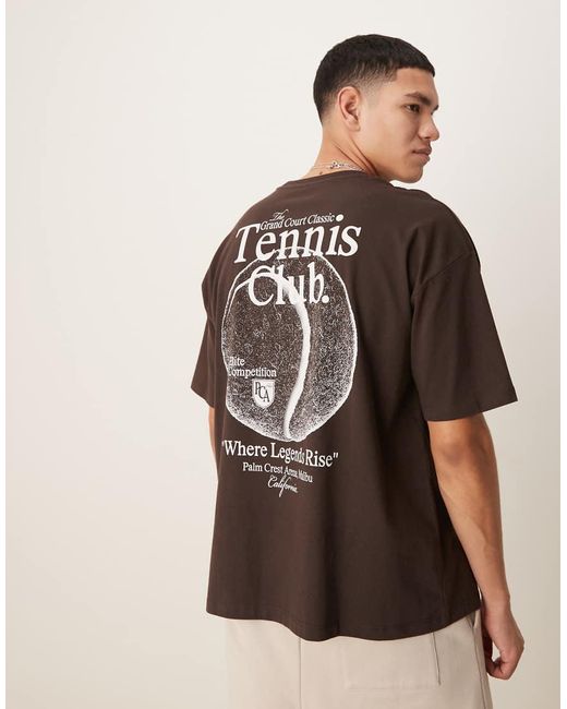 Camiseta Marrón Extragrande Con Estampado Gráfico Deportivo De ASOS de hombre de color Brown