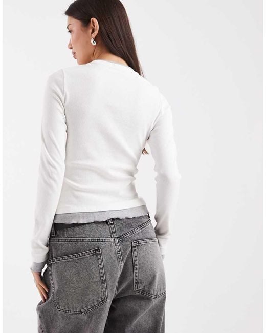 ASOS White Double Contrast Layer Top