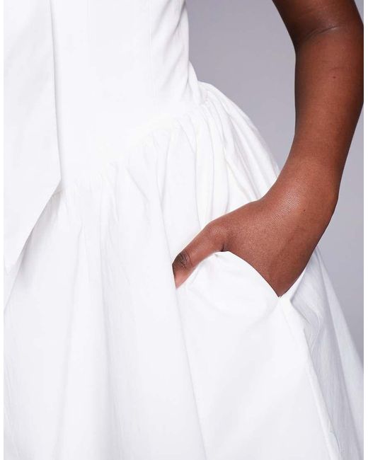 House Of Cb White Jaide Cotton Off Shoulder Corset Mini Dress