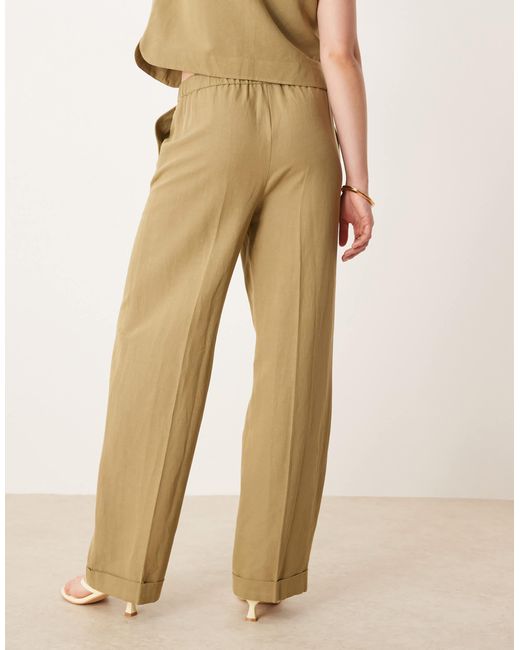 ASOS Natural Tailored Straight Leg Trousers Co-Ord