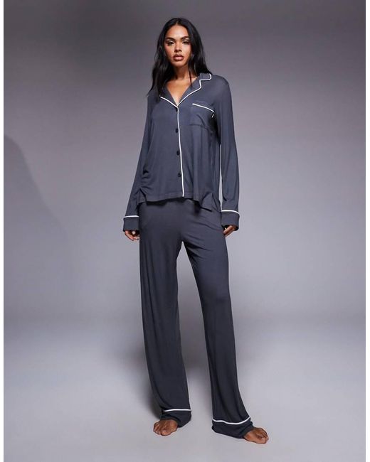 DKNY Blue Top And Pant Pyjama Set