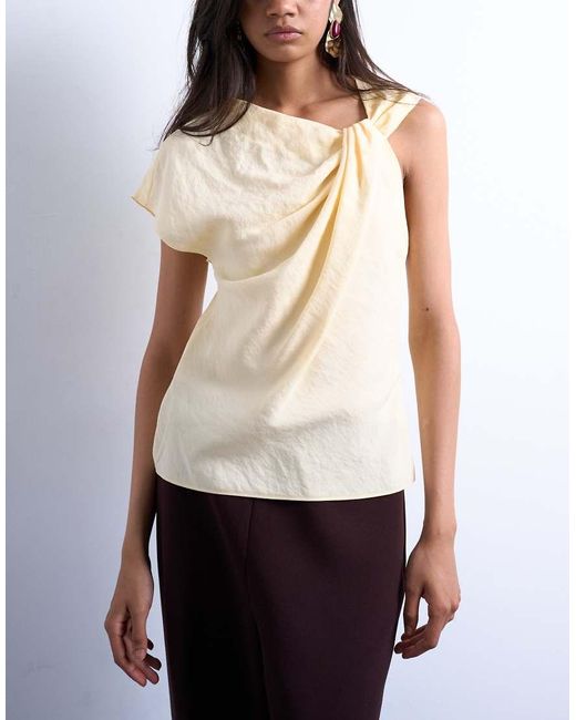 TOPSHOP Superzachte Top Van Cupro Met Geknoopt Detail in het White