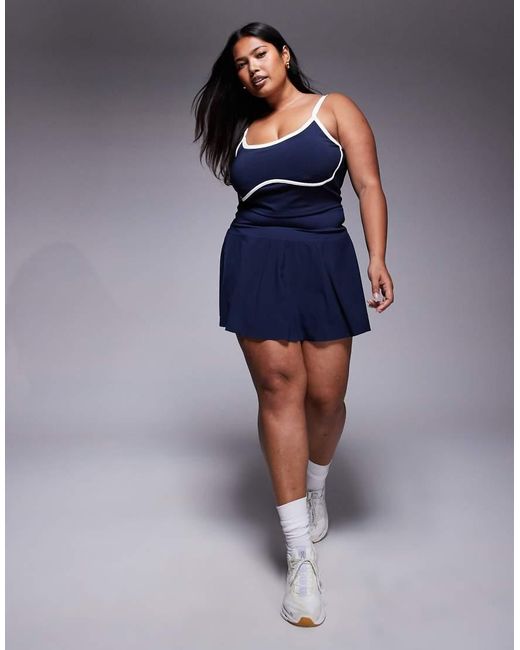 4505 Blue Curve Active Vest With Inner Bra And Piping
