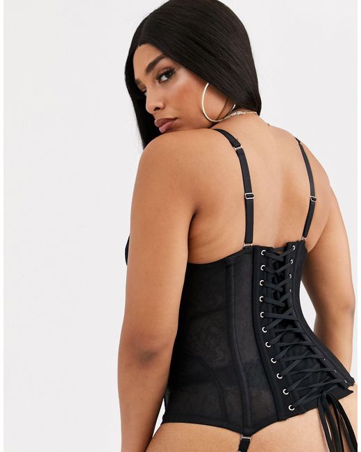 Savage x Fenty Plus Size Embroidered Lace Corset in Black | Lyst Australia