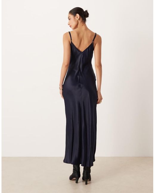 ASOS Blue Lace Bodice Cami Satin Maxi Dress