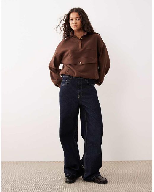 ASOS Brown Supersoft Funnel Neck Top With Bubble Hem