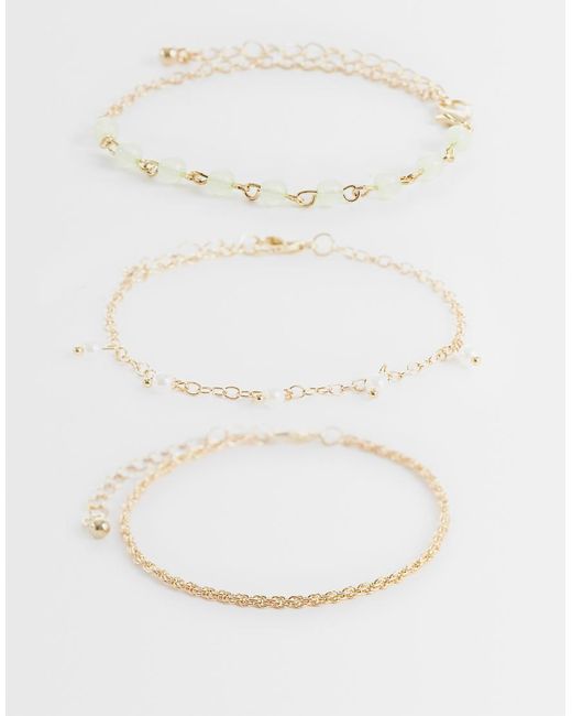 ONLY White 3-Pack Charms Bracelets