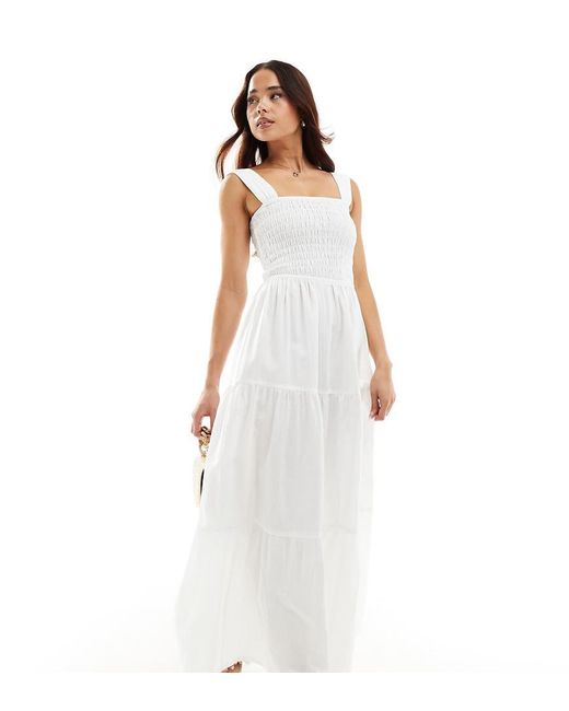 esmé studios White Esmee Exclusive Shirred Waist Maxi Summer Dress