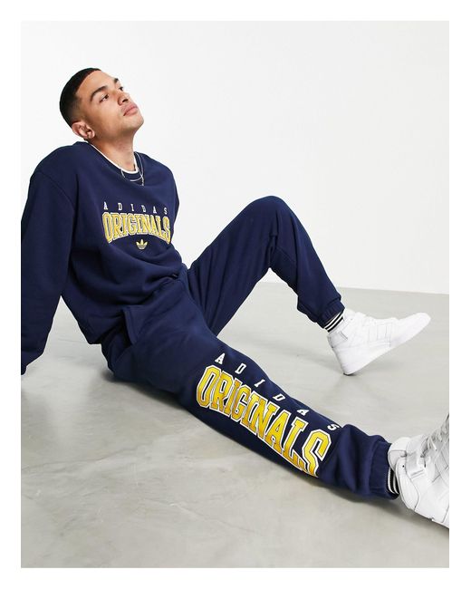 adidas Originals 'retro Revival' Logo Graphics Sweatpants in Navy (Blue) for Men - Lyst