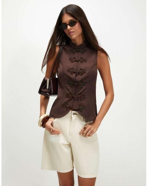River Island Brown Sleeveless Drummer Top