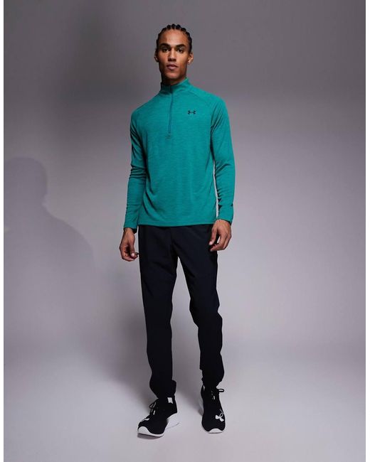 Under Armour Blue Tech Textured Half-zip T-shirt for men