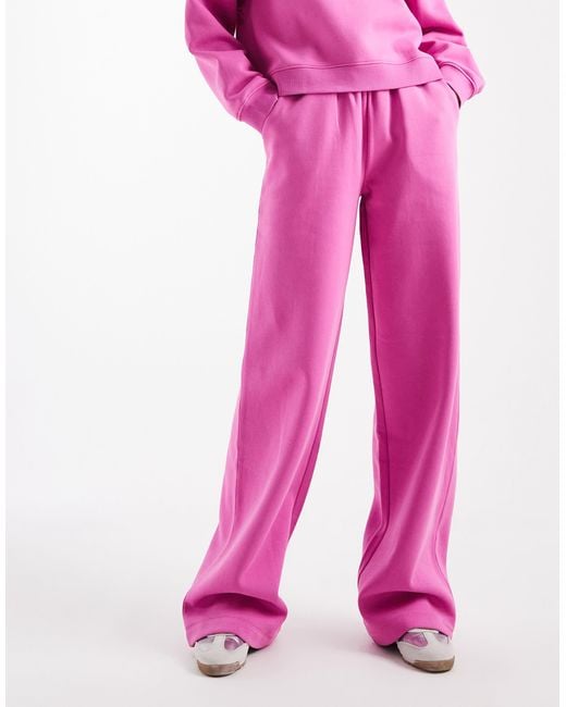 ASOS Pink Asos Design Tall Wide Leg Brushback jogger