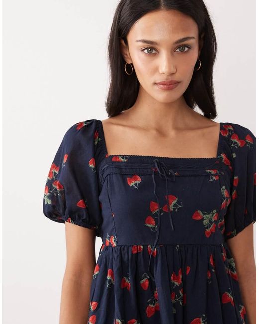 Abercrombie & Fitch Black Square Neck Milkmaid Mini Dress