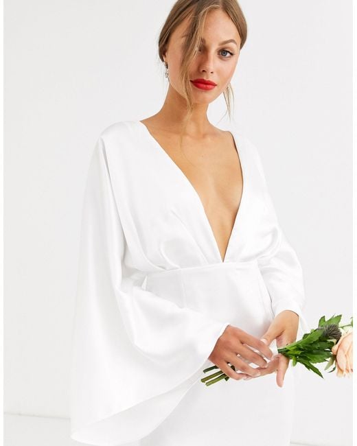 ASOS Kimono Sleeve Wedding Dress in White | Lyst UK