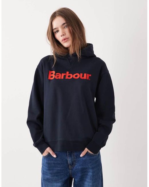 Barbour Blue Hartland Relaxed Embroidered Logo Hoodie